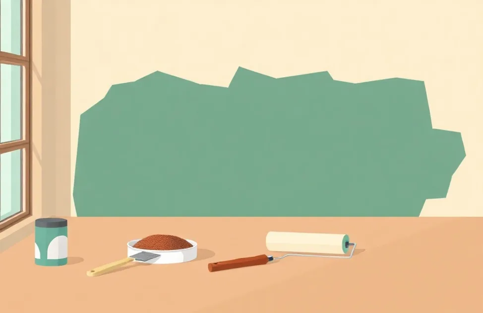 Outils de peinture disposés dans l'ordre des étapes du chantier